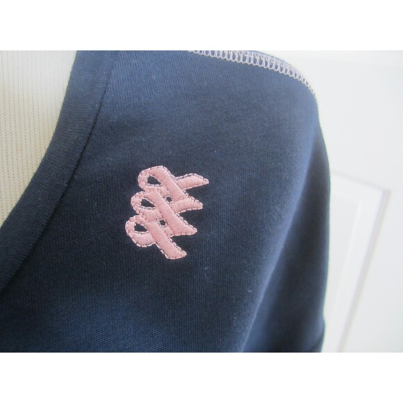 Db  SUNDAY LONG SLEEVE NAVY KNIT TOP BREAST CA AWARENESS  SIZE MEDIUM - Picture 2 of 6